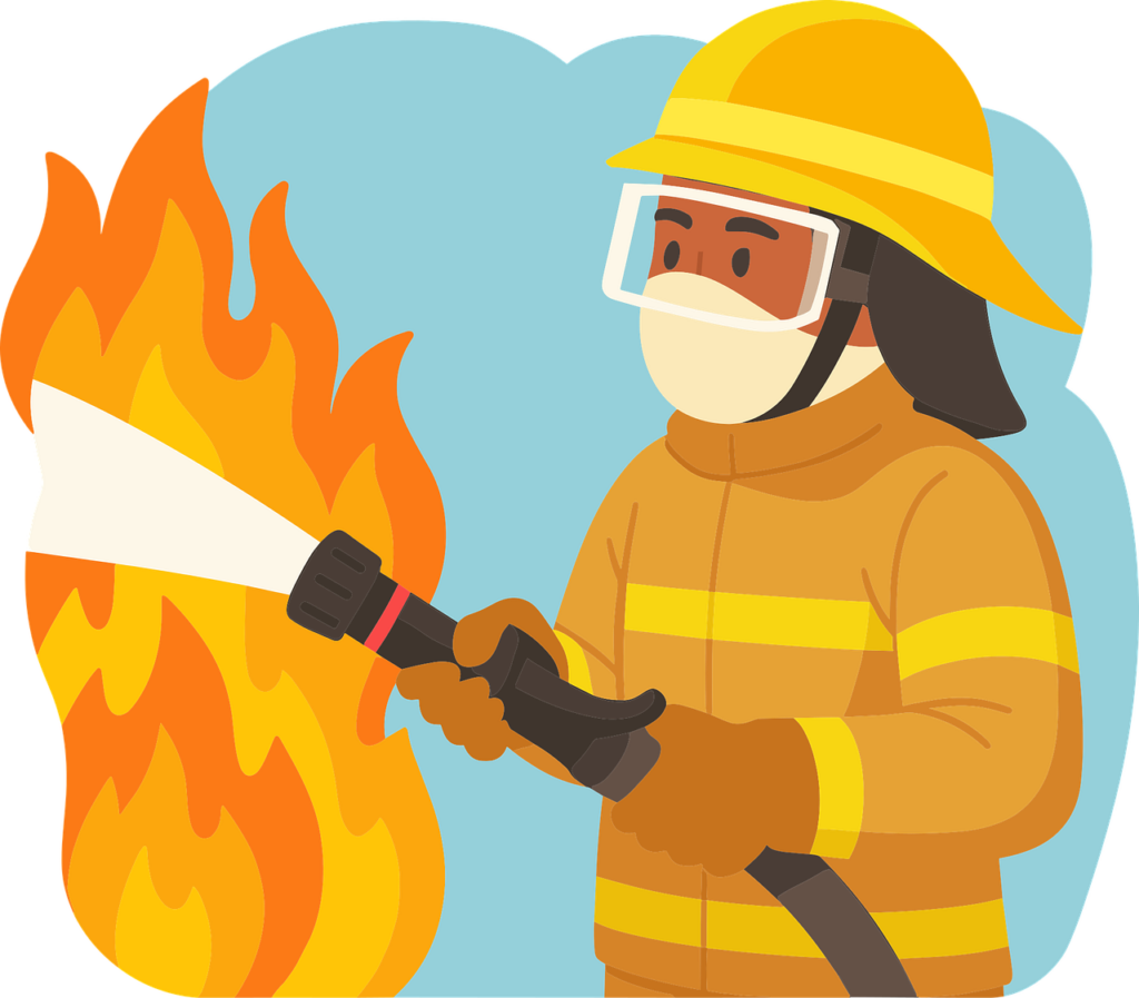 Feuerwehrmann löscht