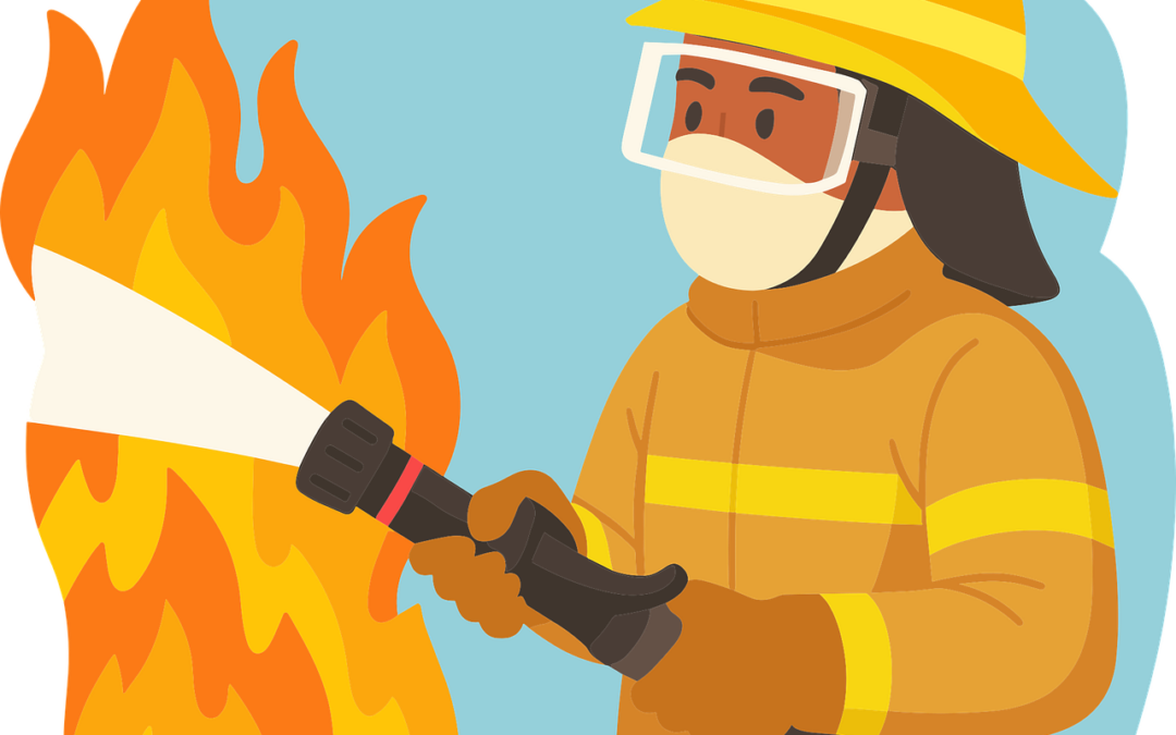 Feuerwehrmann löscht