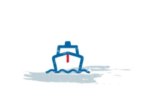 Schiff fährt durch Wellen