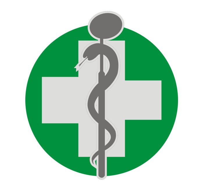 Arztsymbol grüner Kreis mit weissem Kreuz