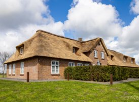 Reetdachhaus mit Vorderansicht